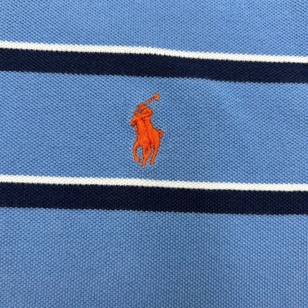 Polo by Ralph Lauren Men's XL Shirt Baby Blue w Blue & White Stripes 100% Cotton